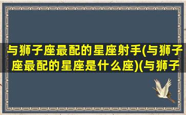 与狮子座最配的星座射手(与狮子座最配的星座是什么座)(与狮子座相匹配的星座)