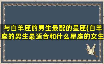 与白羊座的男生最配的星座(白羊座的男生最适合和什么星座的女生做情侣)