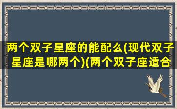 两个双子星座的能配么(现代双子星座是哪两个)(两个双子座适合结婚吗)