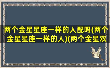 两个金星星座一样的人配吗(两个金星星座一样的人)(两个金星双子在一起)