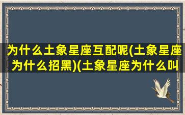 为什么土象星座互配呢(土象星座为什么招黑)(土象星座为什么叫土象星座)