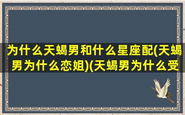 为什么天蝎男和什么星座配(天蝎男为什么恋姐)(天蝎男为什么受欢迎)