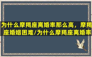 为什么摩羯座离婚率那么高，摩羯座婚姻困难/为什么摩羯座离婚率那么高，摩羯座婚姻困难-我的网站