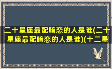 二十星座最配暗恋的人是谁(二十星座最配暗恋的人是谁)(十二星座哪个星座暗恋哪个星座)