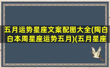 五月运势星座文案配图大全(陶白白本周星座运势五月)(五月星座运程)