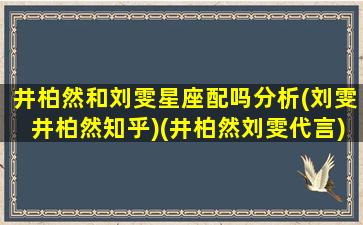 井柏然和刘雯星座配吗分析(刘雯井柏然知乎)(井柏然刘雯代言)