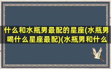 什么和水瓶男最配的星座(水瓶男喝什么星座最配)(水瓶男和什么星座最配对指数)