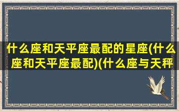 什么座和天平座最配的星座(什么座和天平座最配)(什么座与天秤座最般配)