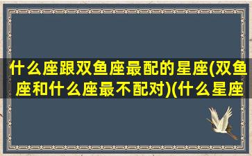 什么座跟双鱼座最配的星座(双鱼座和什么座最不配对)(什么星座与双鱼最配)