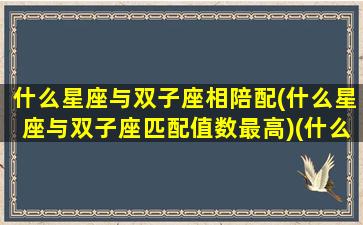 什么星座与双子座相陪配(什么星座与双子座匹配值数最高)(什么星座与双子座相克)