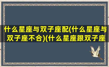 什么星座与双子座配(什么星座与双子座不合)(什么星座跟双子座配)