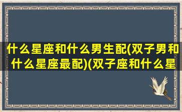 什么星座和什么男生配(双子男和什么星座最配)(双子座和什么星座的男生最配对)