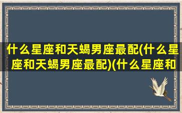 什么星座和天蝎男座最配(什么星座和天蝎男座最配)(什么星座和天蝎男最配对)