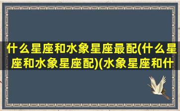 什么星座和水象星座最配(什么星座和水象星座配)(水象星座和什么星座配对)