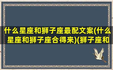 什么星座和狮子座最配文案(什么星座和狮子座合得来)(狮子座和什么星座比较合得来)