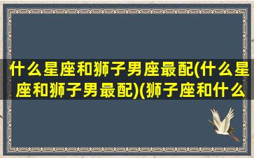 什么星座和狮子男座最配(什么星座和狮子男最配)(狮子座和什么星座男最配对)