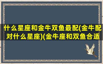 什么星座和金牛双鱼最配(金牛配对什么星座)(金牛座和双鱼合适吗)