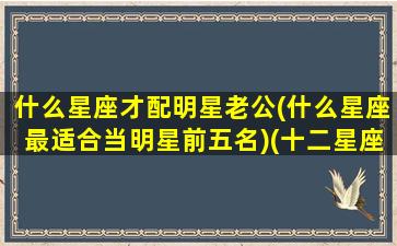 什么星座才配明星老公(什么星座最适合当明星前五名)(十二星座最适合哪个明星老公)