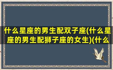 什么星座的男生配双子座(什么星座的男生配狮子座的女生)(什么星座跟双子男最配)