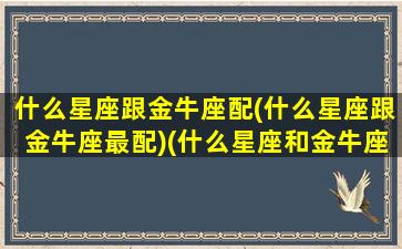 什么星座跟金牛座配(什么星座跟金牛座最配)(什么星座和金牛座最相配)