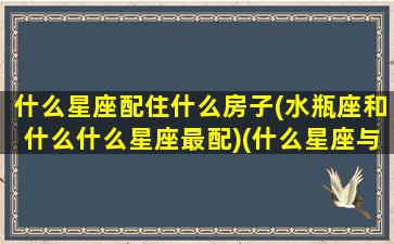 什么星座配住什么房子(水瓶座和什么什么星座最配)(什么星座与水瓶座最配)