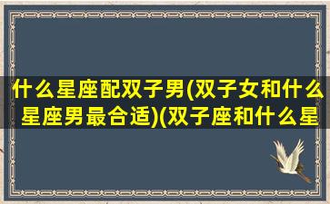 什么星座配双子男(双子女和什么星座男最合适)(双子座和什么星座的男生最配对)