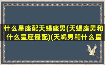 什么星座配天蝎座男(天蝎座男和什么星座最配)(天蝎男和什么星座最配男朋友)