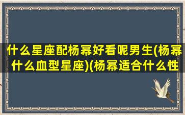 什么星座配杨幂好看呢男生(杨幂什么血型星座)(杨幂适合什么性格男生)