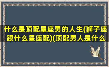 什么是顶配星座男的人生(狮子座跟什么星座配)(顶配男人是什么意思)