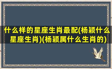 什么样的星座生肖最配(杨颖什么星座生肖)(杨颖属什么生肖的)