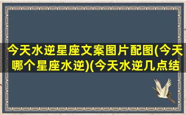 今天水逆星座文案图片配图(今天哪个星座水逆)(今天水逆几点结束)