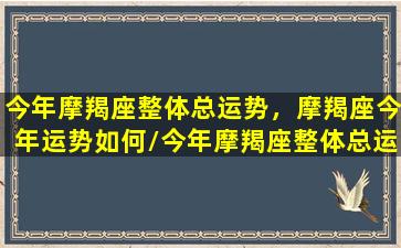 今年摩羯座整体总运势，摩羯座今年运势如何/今年摩羯座整体总运势，摩羯座今年运势如何-我的网站