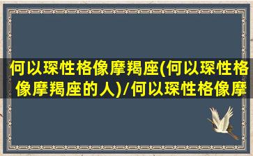 何以琛性格像摩羯座(何以琛性格像摩羯座的人)/何以琛性格像摩羯座(何以琛性格像摩羯座的人)-我的网站