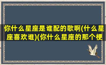 你什么星座是谁配的歌啊(什么星座喜欢谁)(你什么星座的那个梗)