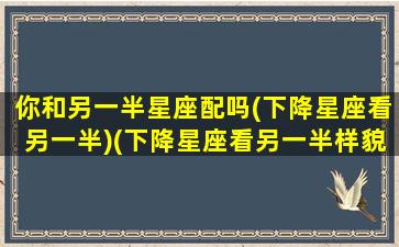 你和另一半星座配吗(下降星座看另一半)(下降星座看另一半样貌长相)