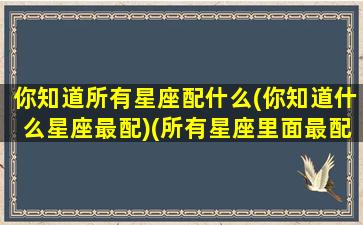 你知道所有星座配什么(你知道什么星座最配)(所有星座里面最配的一对)