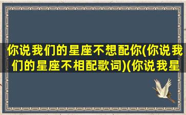 你说我们的星座不想配你(你说我们的星座不相配歌词)(你说我星座不相配什么歌)