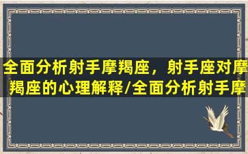 全面分析射手摩羯座，射手座对摩羯座的心理解释/全面分析射手摩羯座，射手座对摩羯座的心理解释-我的网站