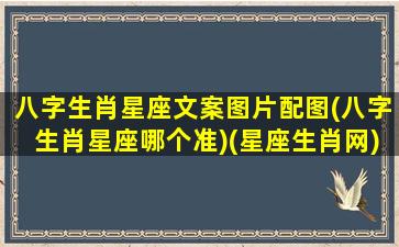 八字生肖星座文案图片配图(八字生肖星座哪个准)(星座生肖网)