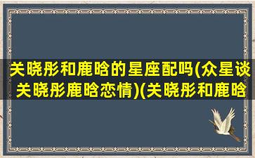 关晓彤和鹿晗的星座配吗(众星谈关晓彤鹿晗恋情)(关晓彤和鹿晗说什么星座)