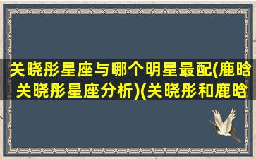 关晓彤星座与哪个明星最配(鹿晗关晓彤星座分析)(关晓彤和鹿晗星座)