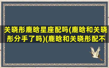 关晓彤鹿晗星座配吗(鹿晗和关晓彤分手了吗)(鹿晗和关晓彤配不配)