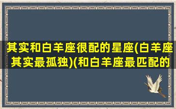 其实和白羊座很配的星座(白羊座其实最孤独)(和白羊座最匹配的星座是什么)