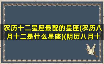 农历十二星座最配的星座(农历八月十二是什么星座)(阴历八月十二星座)