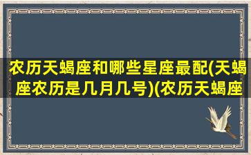 农历天蝎座和哪些星座最配(天蝎座农历是几月几号)(农历天蝎座是几月几日出生的)