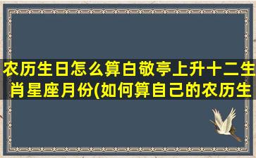 农历生日怎么算白敬亭上升十二生肖星座月份(如何算自己的农历生日)