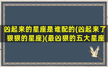 凶起来的星座是谁配的(凶起来了狠狠的星座)(最凶狠的五大星座)