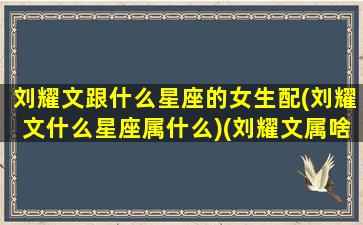 刘耀文跟什么星座的女生配(刘耀文什么星座属什么)(刘耀文属啥)