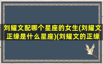 刘耀文配哪个星座的女生(刘耀文正缘是什么星座)(刘耀文的正缘是独生女吗)