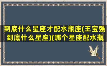 到底什么星座才配水瓶座(王宝强到底什么星座)(哪个星座配水瓶座)